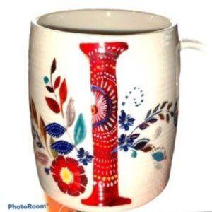 Rare Anthropologie Starla Hoffman “I” Petal Mug